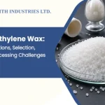 Polyethylene wax granules used in PVC processing with uPVC pipe and window profile samples